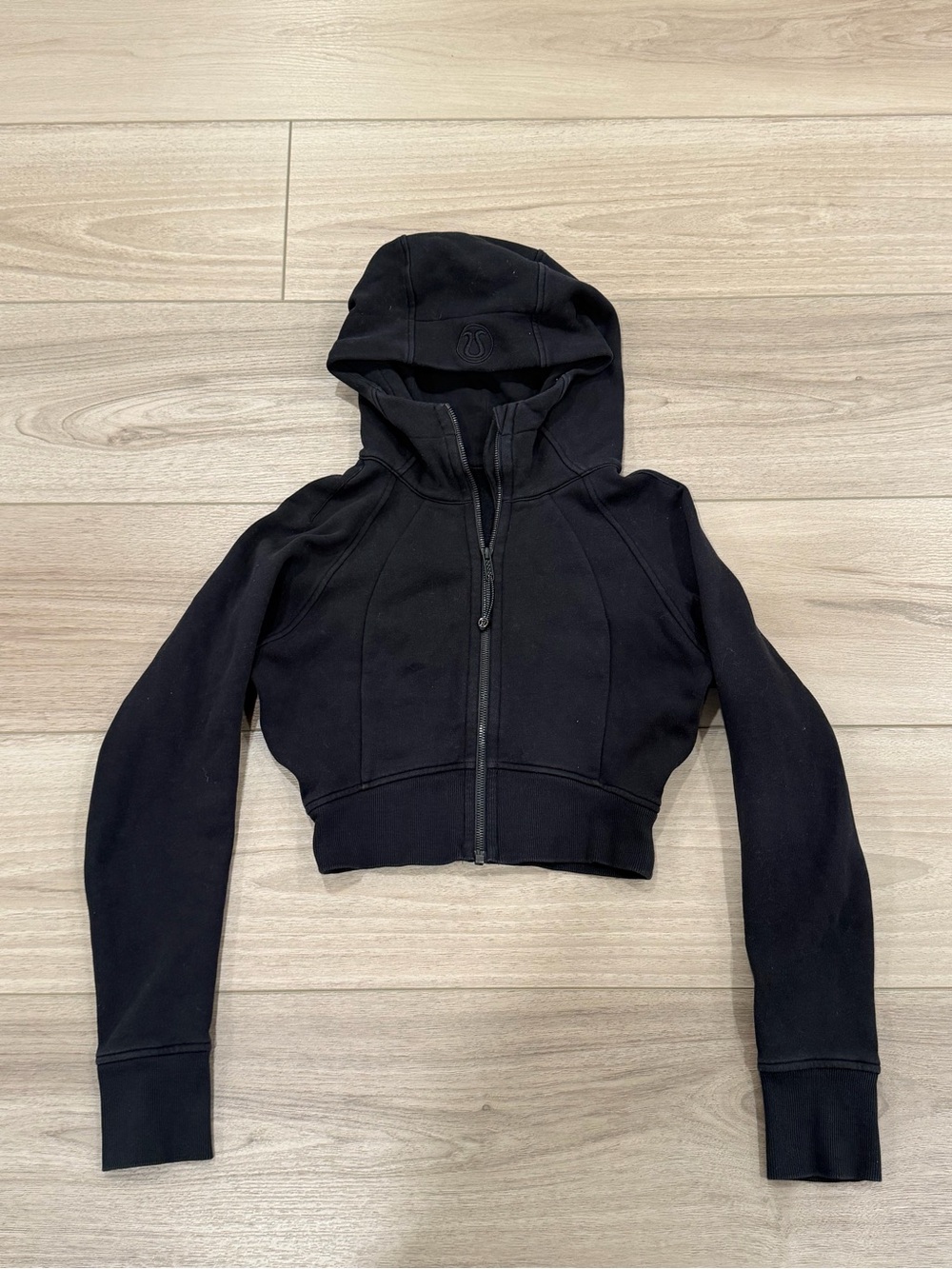 lululemon athletica Black Cropped Zip Hoodie Bomber Jacket